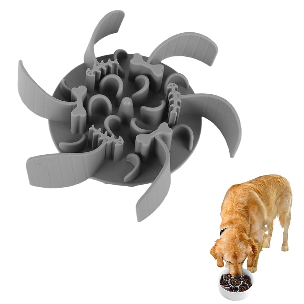 Qpets Slow Feeder Insert for Dogs and Cats with Puzzle Design and 4.3 in Fit | Food Grade Silicone