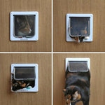 Qpets® Cat Door 4 Way Locking Pet Door for Small Dog Indoor House Flap Flexible in Out Lockable One Way Two Size L 2 PCS