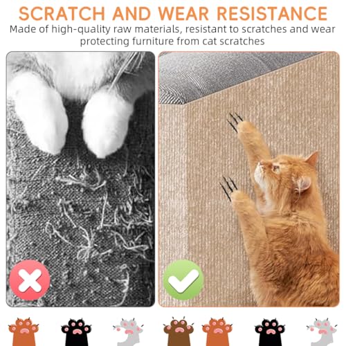 Qpets® Cat Scratch Pad Scratching for Cats Wall Scratcher Mat Cuttable Adhesive Pet for Cabinet Couch Floor 40x100cm 2PCS