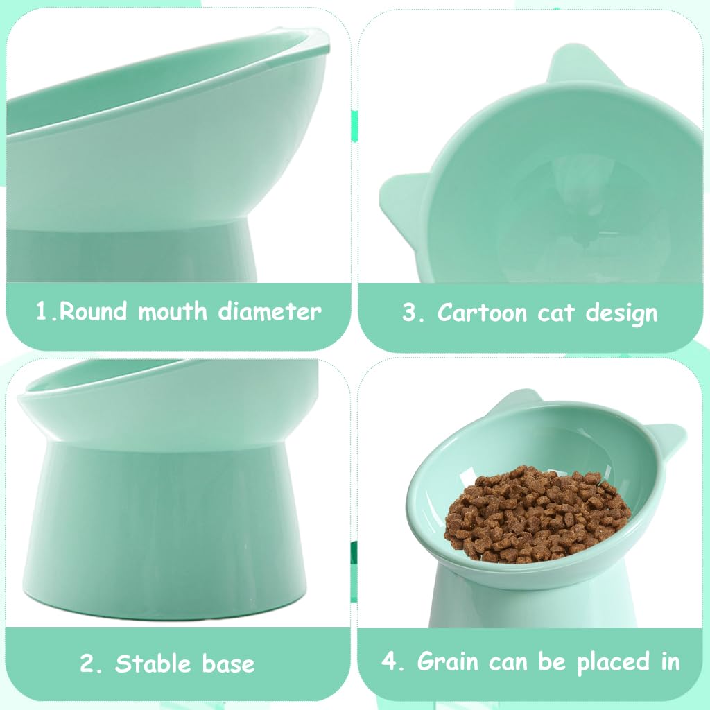 Cat Feeding Bowl Elevated Feeding Bowl for Cat Round Cat Food Bowl Scientific 15-Degree Tilted Cat Food Bowl, Prevent Tipping Over Durable Plastic Cat Feeding Bowl (5.31inch Diameter)