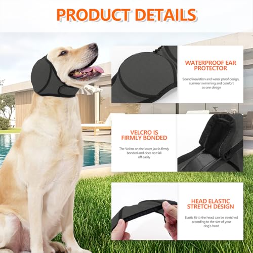 Qpets® Dog Ear Protectors Calming Ears Cover Muff with Adjustable Chin Strap Anxiety Relief Headwear Noise Reduction Protective for Eating Swimming Therapy L 3PCS