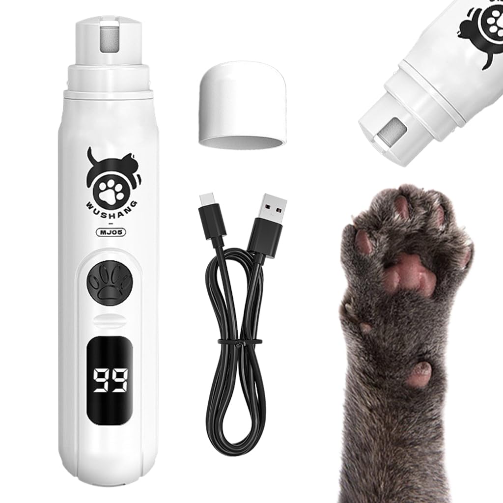 Qpets Dog Nail Grinder with Diamond Grinding Wheel and Dual Slot Safety Cap | 3-Speed USB Rechargeable Design