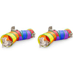 Qpets Cat Toys Tunnel for Indoor and Outdoor Play featuring 2 Way Collapsible Tubes | Rainbow Color