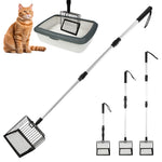 Qpets Cat Litter Shovel for Indoor or Poultry Use with 22–41.9 in Retractable Handle | 5.7 in Metal Slotted Scoop