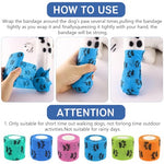 Qpets® Dog Bandages for Walk, Self-Adhesive Pet Wrap with Cute Paw Print, Waterproof & Breathable Non-Woven, Lick-Proof Recovery Bandage for Cat/Dog Wounds (2Pack)