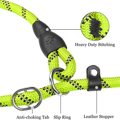 Qpets® 1.7M Dog Training Leash Durable Light Reflecting for Large Adjustable Anti-Strain Braided Rope Small Medium Green 5Feet 3PCS