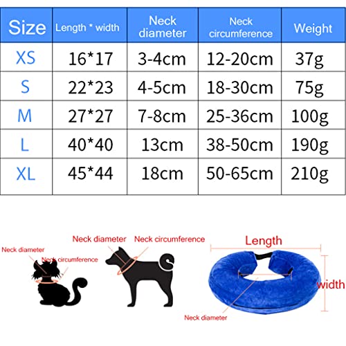 Qpets® Inflatable E Collar with Soft Cotton Cover Velcro Strap Adjustable Size After Surgery Anti-Licking Cone for Cat Dog L 38-50cm 2PCS