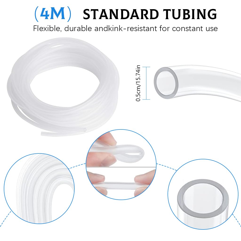 Qpets Fish Tank Oxygen Tube for Aquarium Air Pump with 4m Pipe and 2 Air Stones | Secure Suction Cups