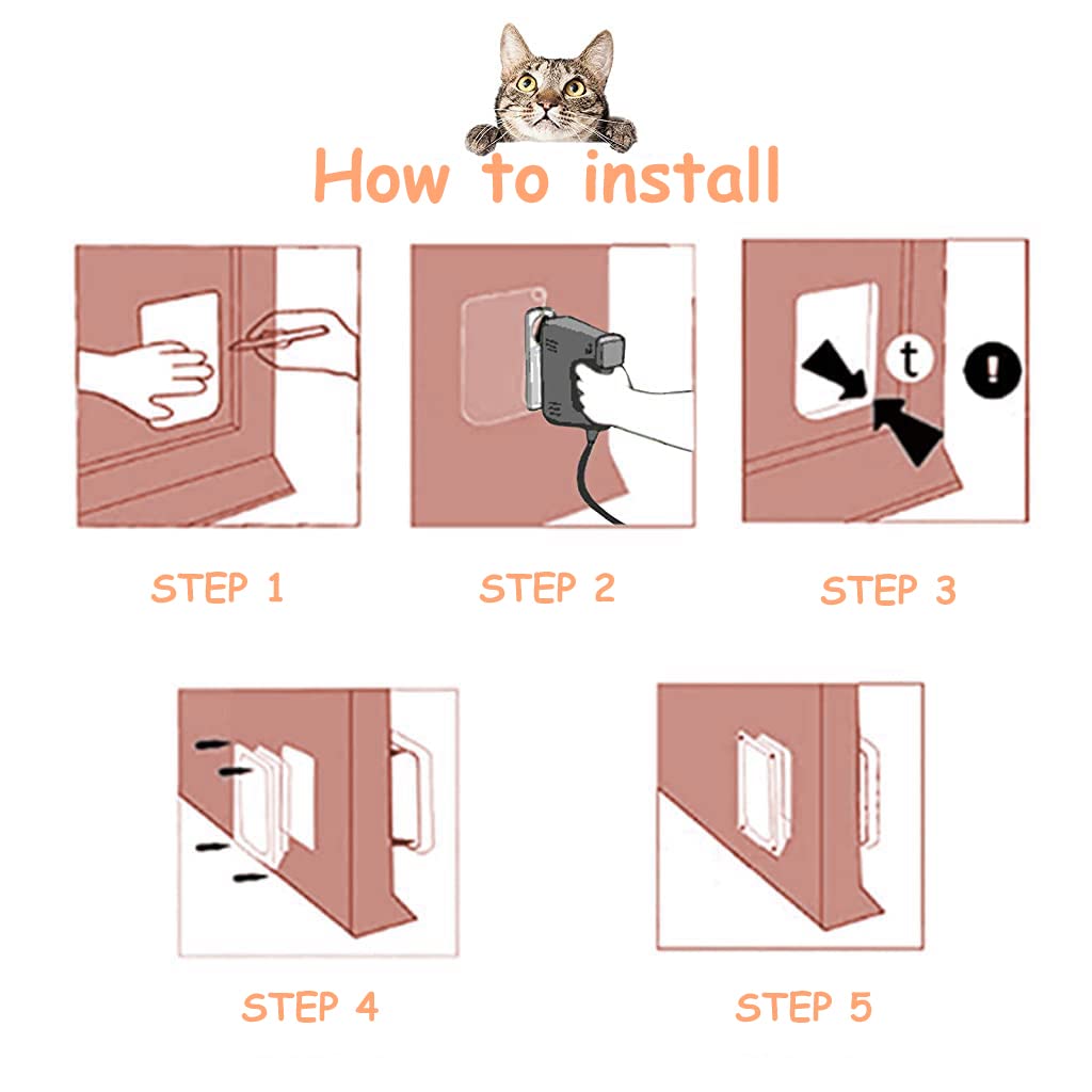 Qpets Cat Door for Small Pets with 4 Way Locking System 25×23.5×5.5cm | Set of 2