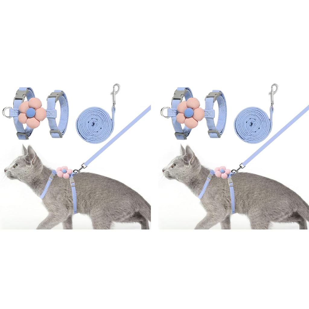 Qpets Cat Harness with Leash Set for Small Cats featuring Quick Release Buckle | Fits 25–41cm Chest and 20–30cm Neck