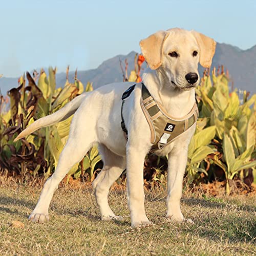 Qpets® Dog Harness No-Pull Pet with Safety Reflective Strip for Dogs Large Size Control Handle Belt Outdoor Oxford Cloth Vest Khaki XL Suitable for 22.5-45kg 2 PCS