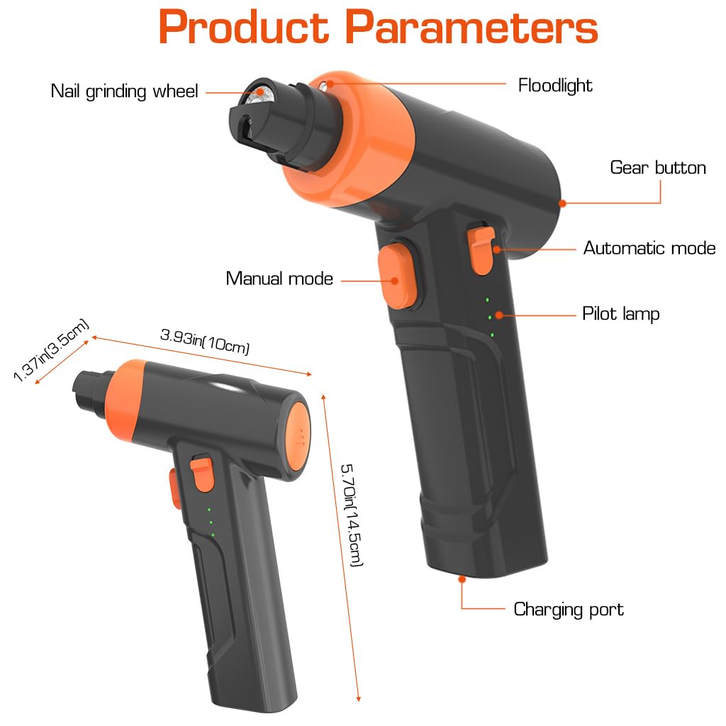 Qpets Dog Nail Grinder with LED Light and 3 Speeds featuring Manual Control Mode | Rechargeable 1200mAh Pet Trimmer for Dogs and Cats