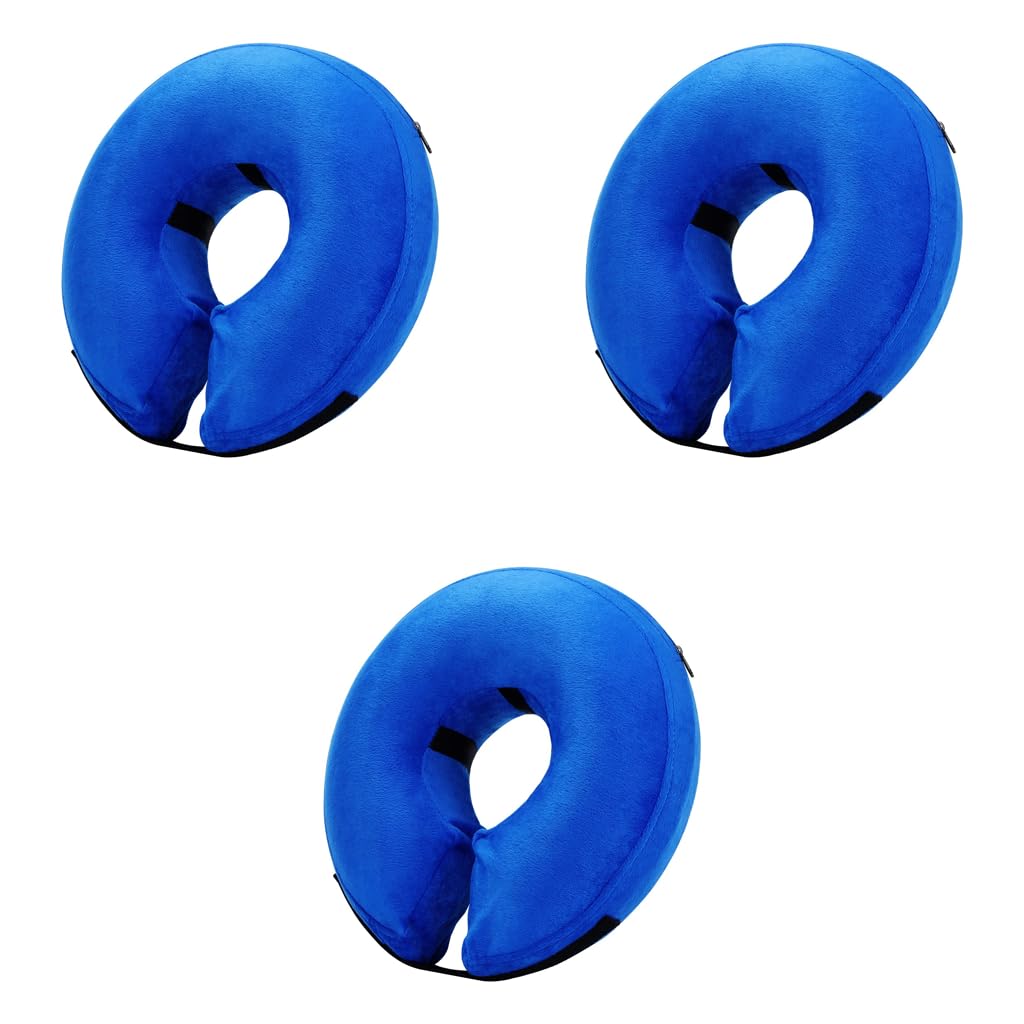Qpets Dog Collar Inflatable Cone for Cats and Dogs with Soft Cotton Cover 3pcs 25–36cm