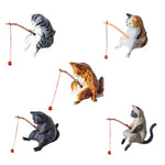 Qpets Fish Tank Accessories for Desk and Aquarium Decor with 2 in PVC Kitty Figurines 5 Pack