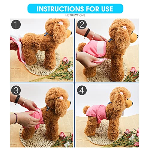 Qpets® Diaper for Dogs Female 2 Pack Pet Use Soft Reusable Dog Diapers 160ml Water Absorbption Comfort for Puppy L Recommended Waist 19-27 3PCS