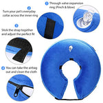 Qpets® Inflatable E Collar with Soft Cotton Cover Velcro Strap Adjustable Size After Surgery Anti-Licking Cone for Cat Dog L 38-50cm 3PCS