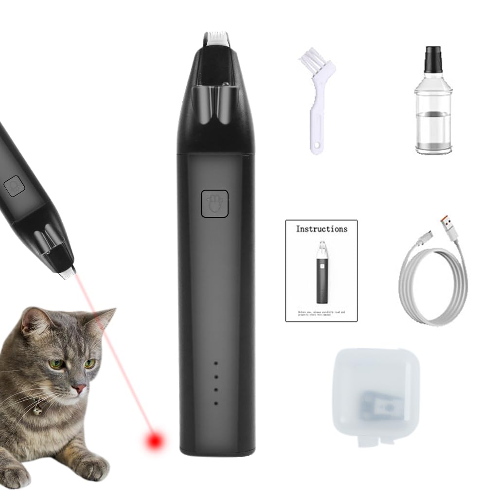 Qpets Dog Hair Trimmer for Small Pets with 0.9 cm Dual Blades and LED Laser UV Lights | 90 min USB Rechargeable Grooming Clippers
