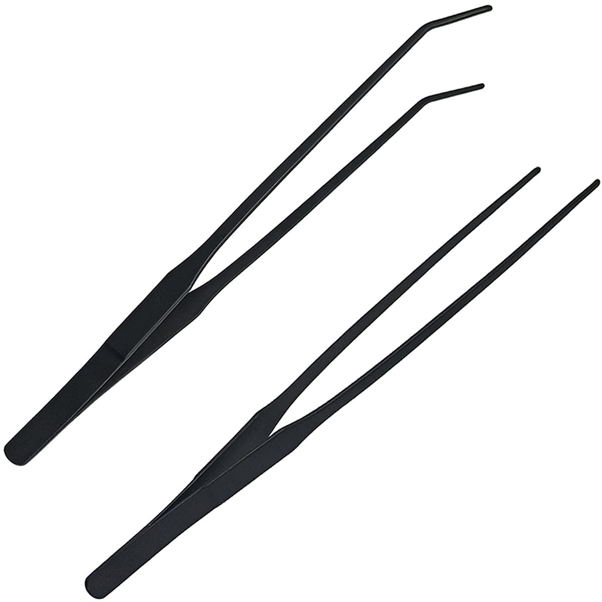 2 Pcs Aquarium Aquascaping Tools for Fish Tank Stainless Steel Pointed & Curved Tweezers Set 27cm/10.6 inches Tweezers for Aquarium Planted Aquarium Accessories, Weather Resistant