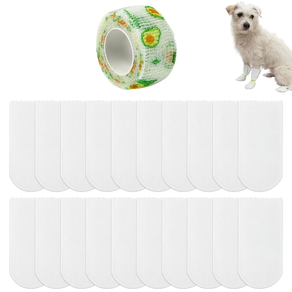 Qpets Pet Walking Shoes for Small and Medium Dogs featuring Secure Fastening Bandage and 20Pcs 8×16cm Set