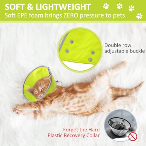 Qpets® Cat Cone Collar Adjustable Drawstring Polyester Cones After Surgery Pet Dog Recovery Comfy Protective Soft Head Neck for Cats 1.5-3Kg M 2PCS