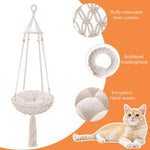 Qpets Ceiling Chair for Cat with Soft Cushion and 47.2 in Hanging Design | Boho Woven Bed