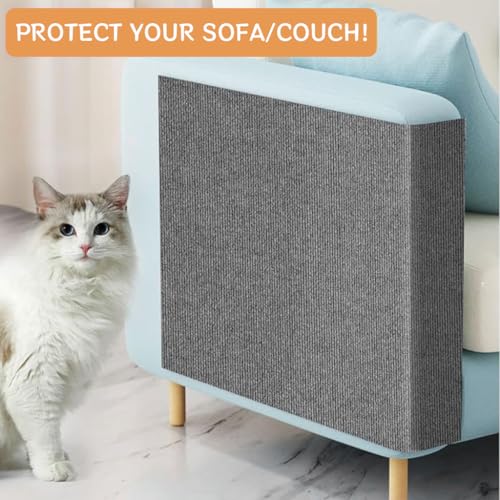 Qpets® Cat Scratch Pad for Cats Cut-to-Fit Scratcher Mat Self Adhesive Pets Cardboard Wall Floor Furniture Protection Grey 30x100CM 3PCS