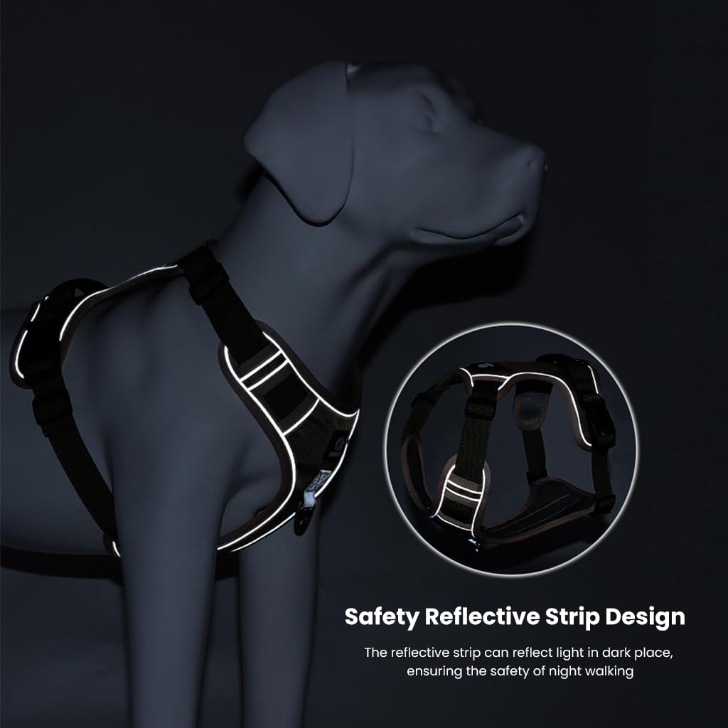 No Pull Dog Harness with Safety Reflective Strip Quick Release Buckle Adjustable Size Easy Control Handle for Medium Dogs(L, Recommended Weight: 14-22.5kg)