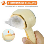 Qpets Dog Brush for Grooming with 60° Curved Bristles and Self Cleaning Slicker Head | Comfortable Grip for Cats and Dogs