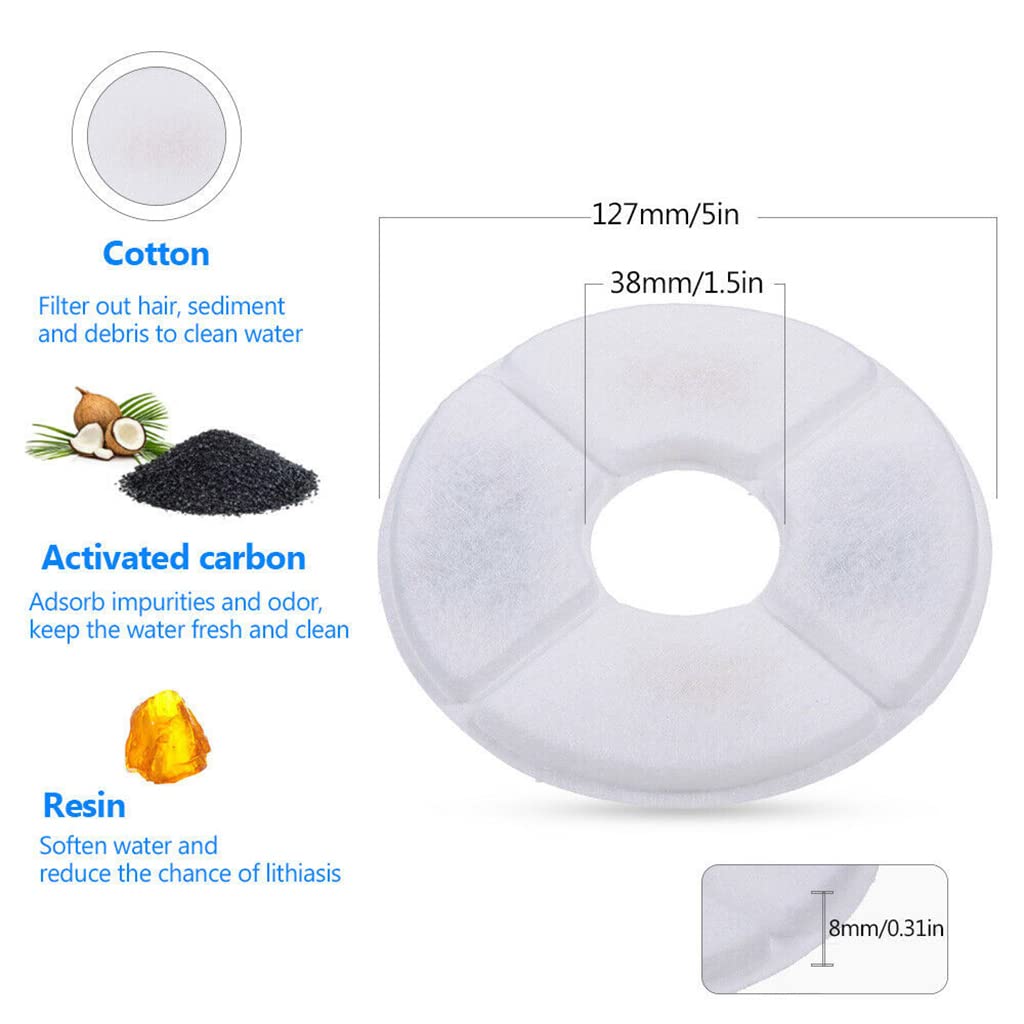 Qpets Cat Water Fountain Filter Replacement 6 pcs for 2.4L Fountain with Triple Filtration System