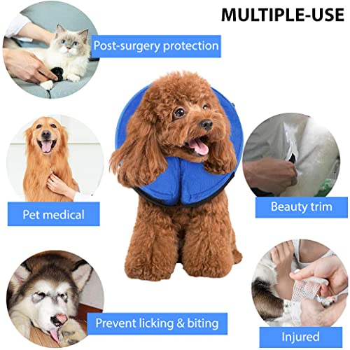 Qpets® Inflatable E Collar with Soft Cotton Cover Velcro Strap Adjustable Size After Surgery Anti-Licking Cone for Cat Dog L 38-50cm 2PCS