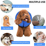 Qpets® Inflatable E Collar with Soft Cotton Cover Velcro Strap Adjustable Size After Surgery Anti-Licking Cone for Cat Dog L 38-50cm 3PCS