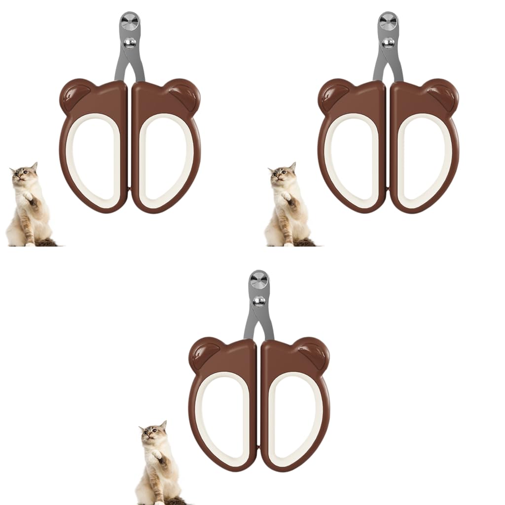 Qpets Cat Nail Cutter with 2mm Crescent Blade and Ergonomic PP Handle | 3 PCS Set