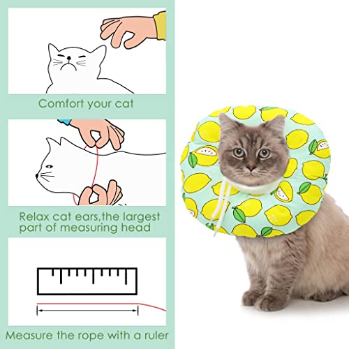 Qpets® Cat Cone Collar Comfy Soft Stuffed PP Cotton Adjustable Size Machine Washable After Surgery Anti-Licking Dog E Recovery for Pet M 16-29cm 3 PCS