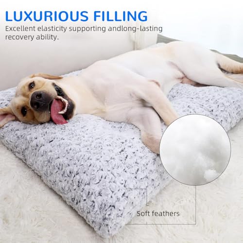 Qpets® Dog Bed for Winter Comfort, Thermal Warm Sleeping Mat for Dog House, Rose Pattern Textured Plush Soft Matress, Waterproof & Anti-Slip Bottom, Machine Washable, 2XL