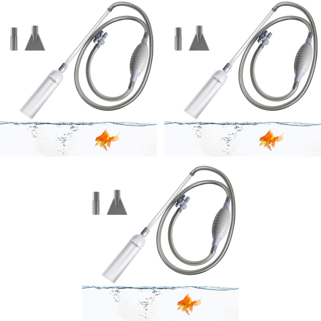 Qpets Fish Tank Cleaner for Debris Removal and Water Change featuring Hand Pump | 2.6M Pipe 3PCS