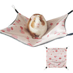 Qpets Cute Strawberry Hammock for Small Pet Cages with 4 Quick Snap Buckles 28x28 cm | Polyester Hanging Bed for Guinea Pigs Ferrets Hamsters and Hedgehogs