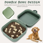 Qpets® Dog Water Bowl Food Bowl Outdoor Folding Dog Food Bowl Water Bowl Twin Food Bowl Design Carry On Pet Food Container Feefing Bowl for Cat Dog