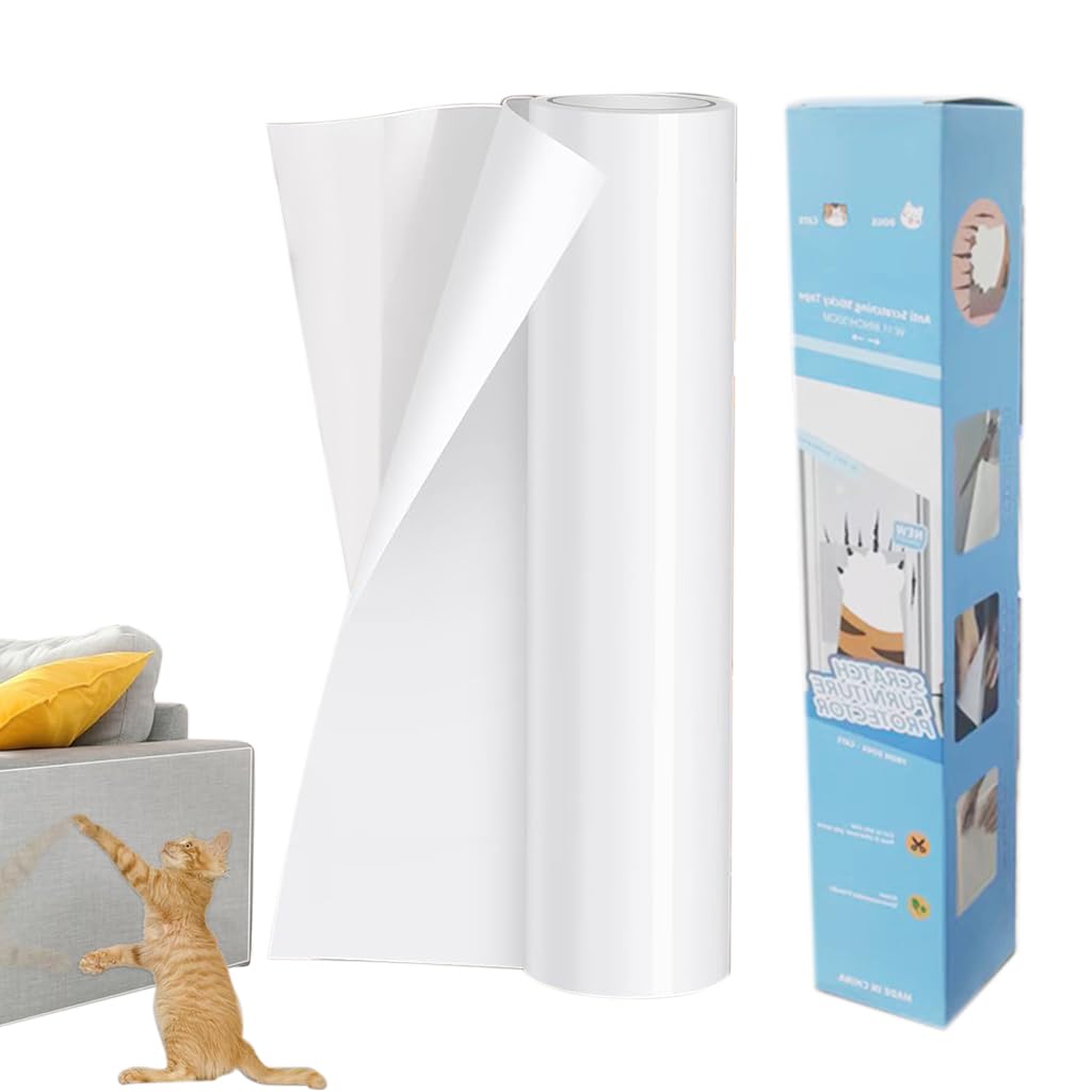 Qpets Leather Couch Protector Sticker for Cat Scratch Prevention with 30x300cm Transparent Self-Adhesive Film | Safe for Furniture and Pets
