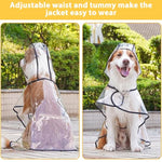 Qpets® Dog Raincoat EVA Hooded Waterproof Coat with Adjustable Buttons Clear Full Coverage Lightweight Gear for Walking Hiking Outdoor 6XL for Dogs Weighs 20-25kg 2PCS