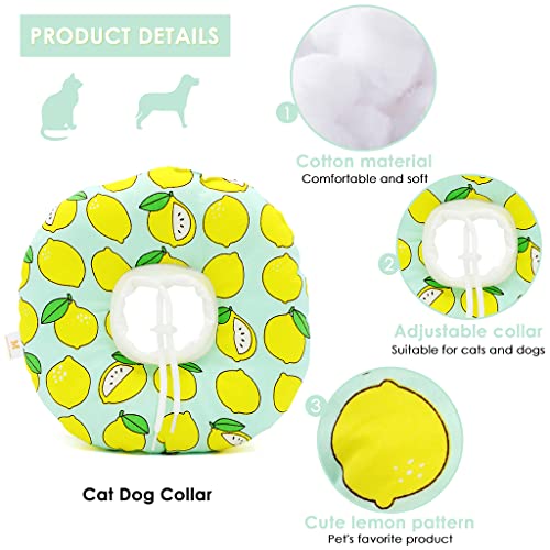 Qpets® Cat Cone Collar Comfy Soft Stuffed PP Cotton Adjustable Size Machine Washable After Surgery Anti-Licking Dog E Recovery for Pet M 16-29cm 3 PCS