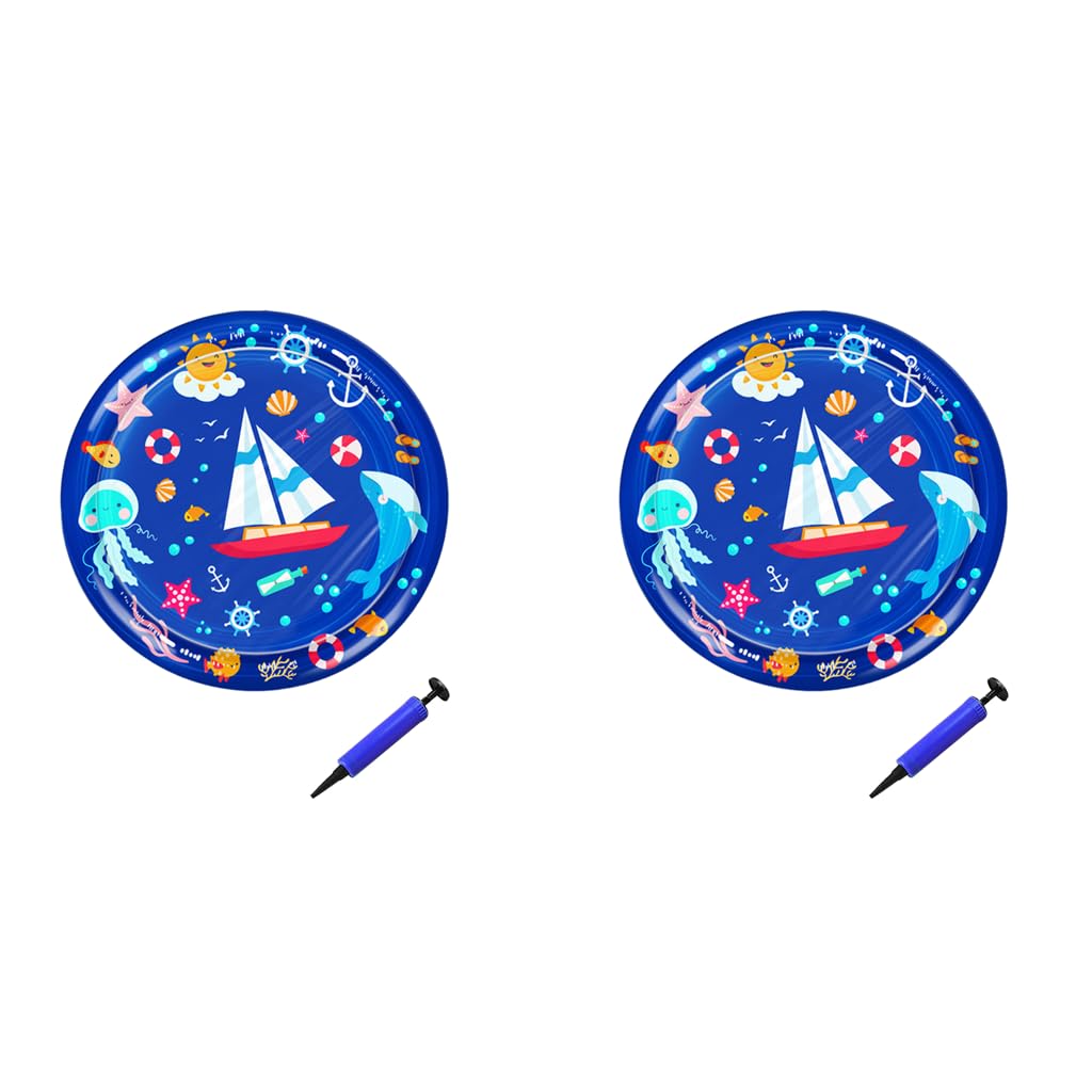 Qpets Inflatable Pet Cooling Water Pad 25.6 in for Dogs and Cats with Air Pump | Blue PVC Mat