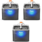 Qpets Cat Water Fountain 67oz 2.0L with LED Light and Ultra Quiet Pump | BPA Free Grey