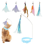 Qpets Cat Teaser Toy for Self Entertainment with Swivel Steel Wire and 5 Feather Charms