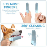 Qpets® Dog Finger Toothbrush, Food-Grade Cat Finger Toothbrush Pet Teeth Cleaning 360° High-Density Silicone Bristles, Effective Plaque Removal Versatile & Washable Pet Oral Care for Cat and Puppies