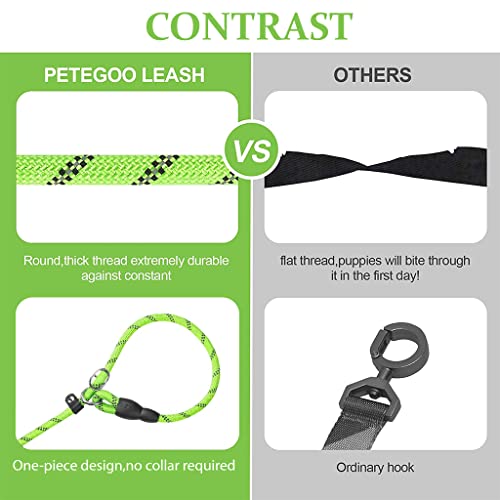 Qpets® 1.7M Dog Training Leash Durable Light Reflecting for Large Adjustable Anti-Strain Braided Rope Small Medium Green 5Feet 3PCS