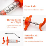 Qpets Veterinary Vaccine Syringe 20ml for Livestock with Steel Curved Nozzle & Clear Barrel