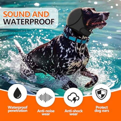 Qpets® Dog Ear Protectors Calming Ears Cover Muff with Adjustable Chin Strap Anxiety Relief Headwear Noise Reduction Protective for Eating Swimming Therapy L 3PCS
