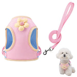 Qpets Cat Vest Harness for Outdoor Walking with 1.5m Leash and 360° Swivel Hook | Breathable Mesh Pink Design