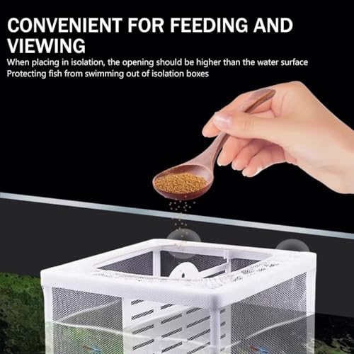 Qpets® Fish Breeding Box Isolation for Betta with Suction Cups Divider Small Aquarium Tank Nylon Mesh DIY Assembling Fry Hatchery Net Breeder 16x14x15CM 3 PCS