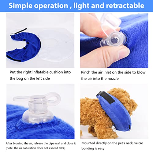 Qpets® Inflatable E Collar with Soft Cotton Cover Velcro Strap Adjustable Size After Surgery Anti-Licking Cone for Cat Dog L 38-50cm 2PCS